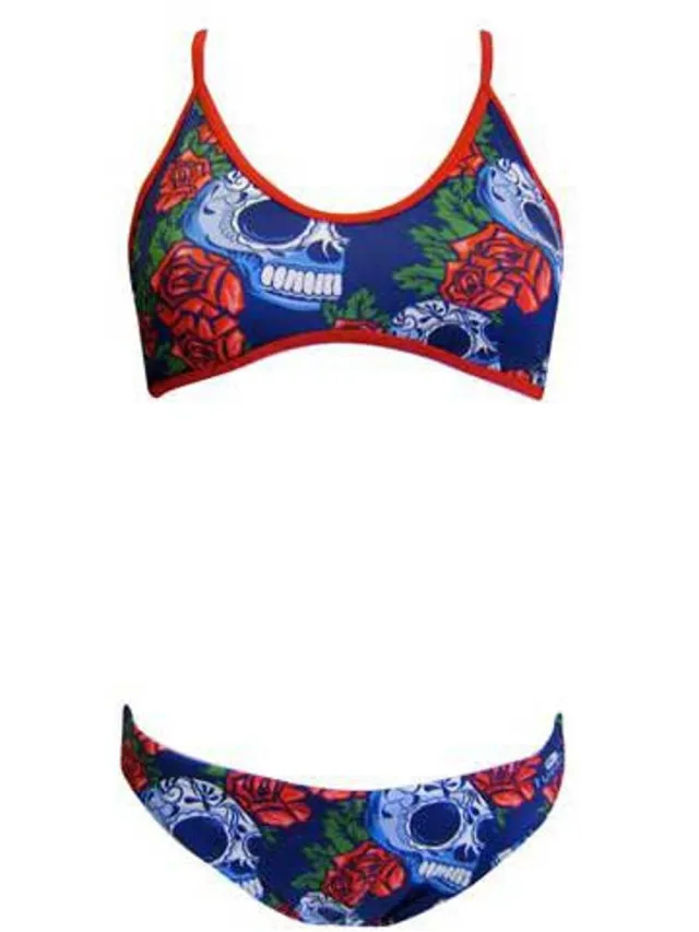 Turbo Roses&skulls Bikini Blauw 3XL Vrouw Multicolor
