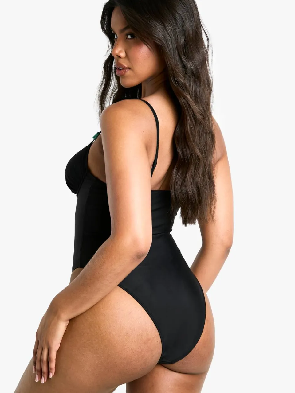boohoo Dames Resin Trim Zwempak zwart, foto 2