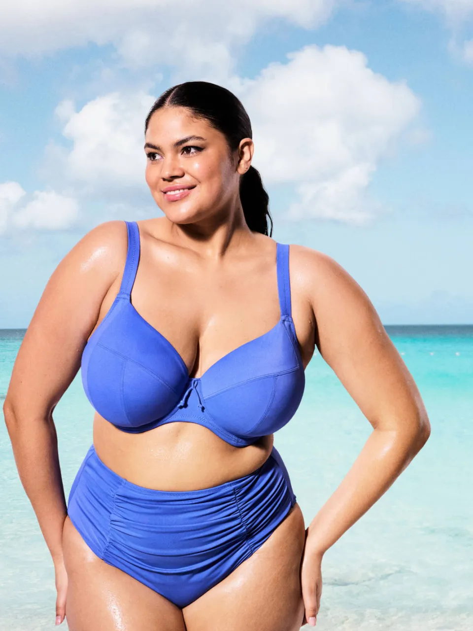 Elomi niet-voorgevormde beugel bikinitop Plain Sailing blauw