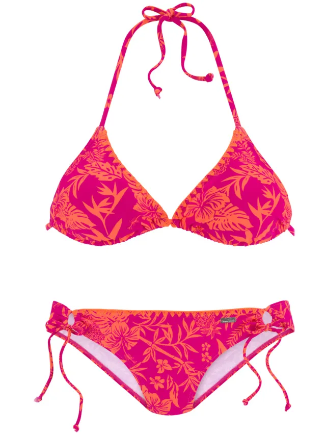 triangelbikini roze met oranje bloemenprint, foto 2