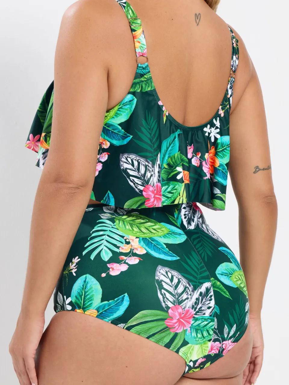 Yours Groen Bikinibroekje Met Tropische Print, Hoge Taille En Buikcorrectie, foto 5