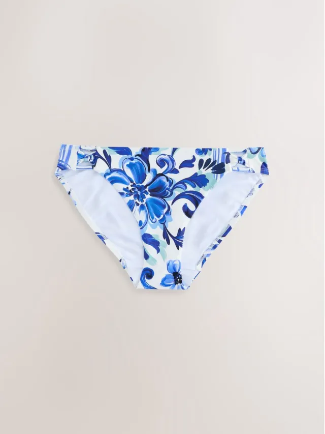 Next Dames - Hoog opgesneden bikinibroekje - Wit Blue/White Floral