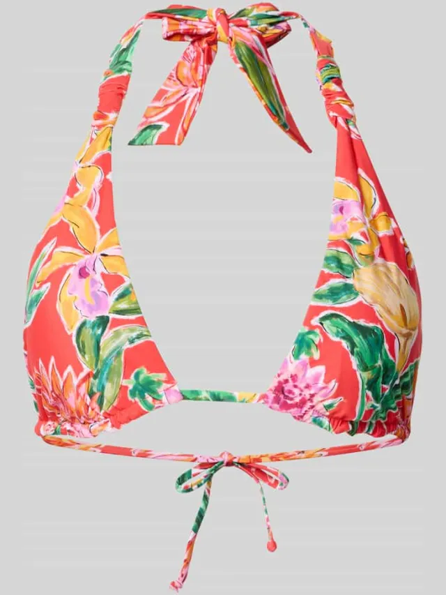 Seafolly Bikinitop in all-over look met vetersluiting aan de achterkant Koraal