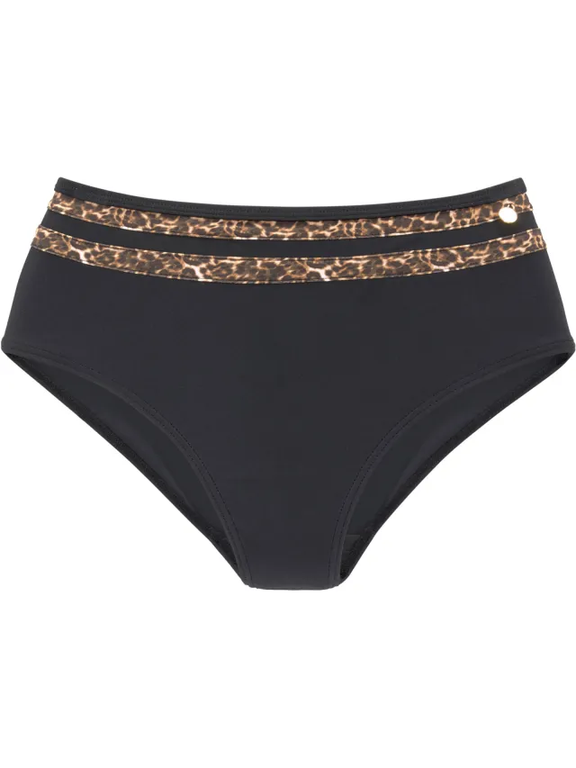 Highwaist bikinibroekje zwart/luipaard, foto 2