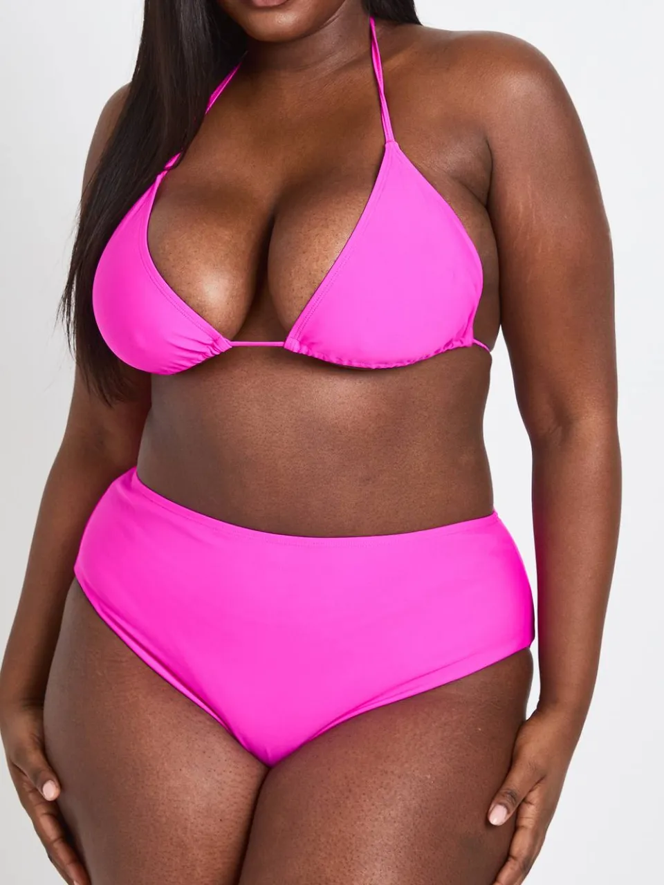 boohoo Dames Plus Essentials Hoge Taille Bikinibroekje fuchsia, foto 4