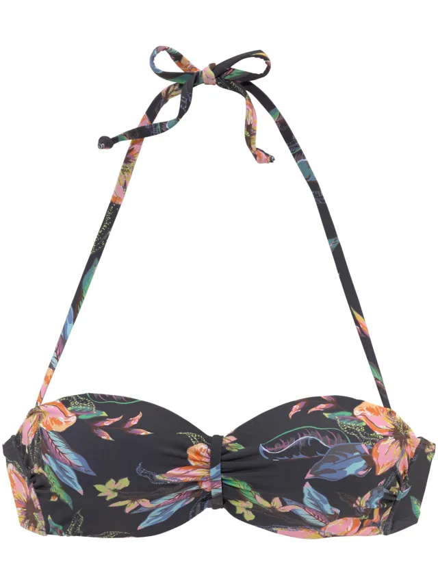 bandeaubikinitop met beugel zwart bloemenprint, foto 2