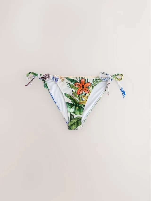 Next Dames - Bikinibroekje met gestrikte zijkant - Blauw Cream/Navy Parrot Print