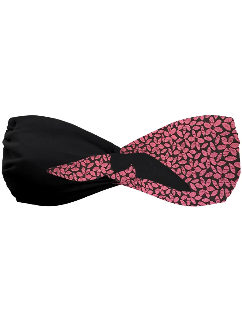 Anekdot dames vegan Bandeau Bikinitop Taijitu Zwart En Bloemen, foto 2