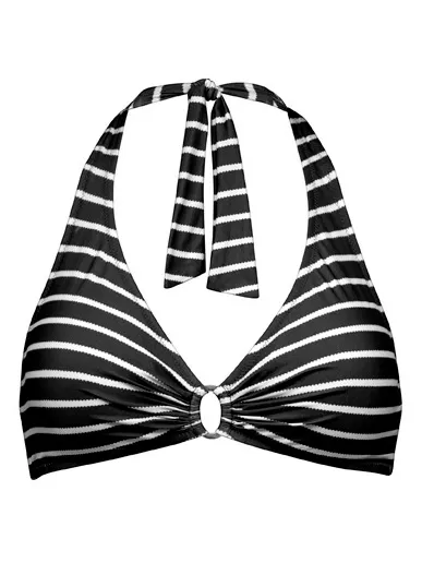 Lidea Women's Line Up Halter Bikini Top - Bikinitop - Cup: A, zwart/grijs