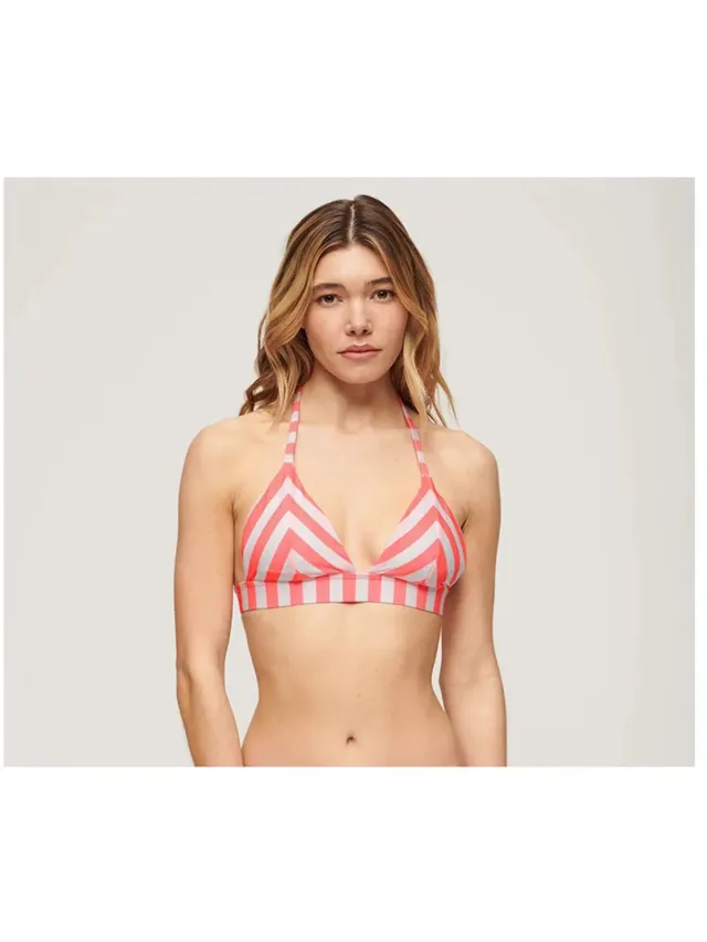 Superdry Gestreepte triangelbikinitop - Dames - Badpakken pink stripe