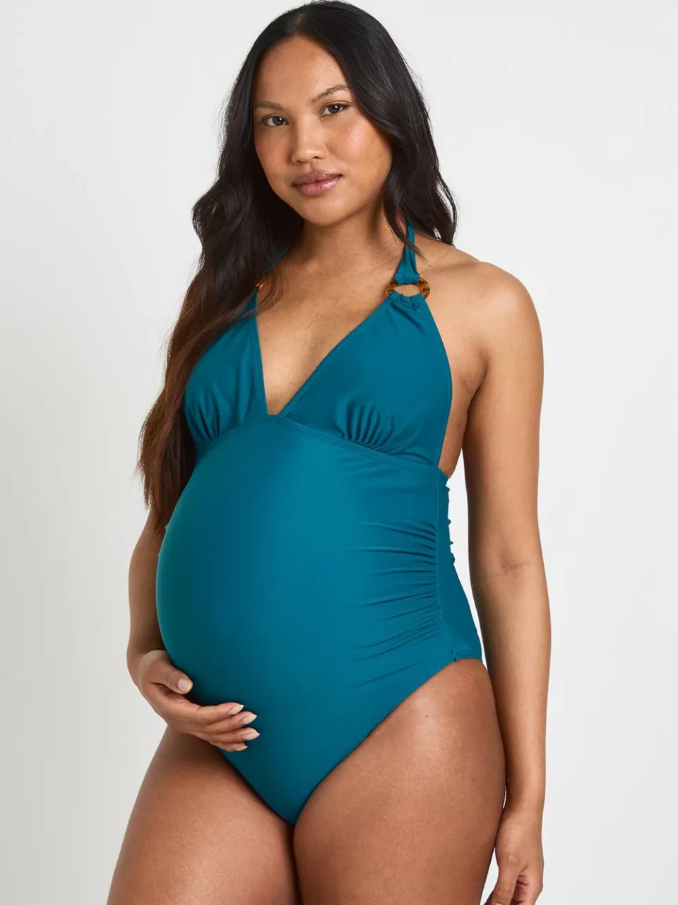 boohoo Dames Zwangerschapsbadpak Met Sierdetail En Diepe V-hals groenblauw, foto 3