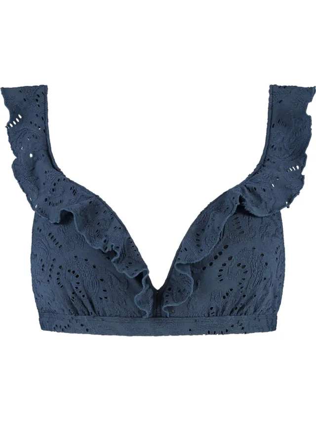 Beachlife beugel bikinitop broderie anglaise donkerblauw, foto 2