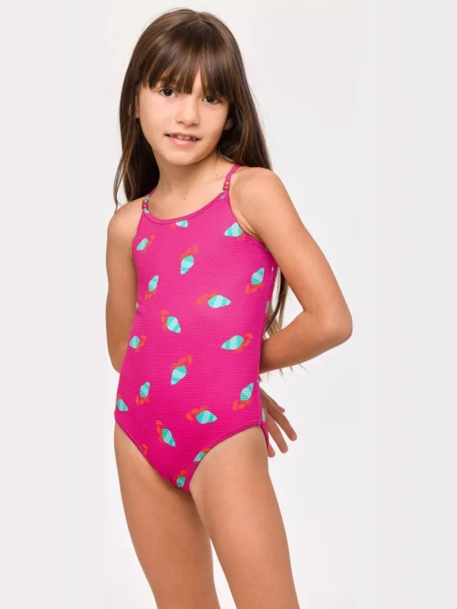 Woody badpak krabben fuchsia - 251-10-ZWB-A/960 - maat 12 jaar