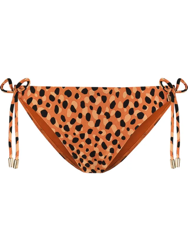 Beachlife Leopard Spots strik bikinibroekje - Bruin/Oranje - Dierenprint Dierenprint, Bruin, Oranje