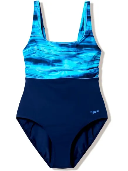 Speedo Print Contour Eclipse badpak blauw