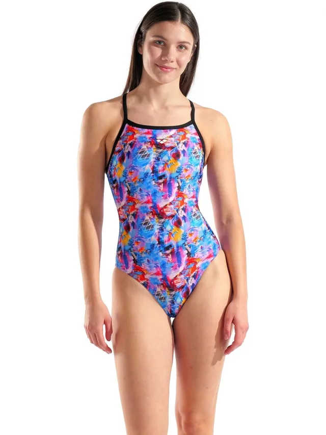 Arena Memories Badpak Dames - Multicolor / Violet / Zwart | Maat: 40