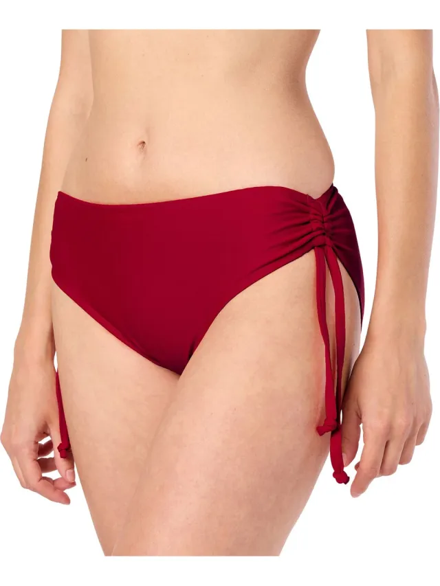 Merry Style Dames Zwembroek - Bikinibroekje - Elastische tailleband - Polyamide & Elastaan – Wijn rood (4242) – 42 - MS-VR-Brief-2