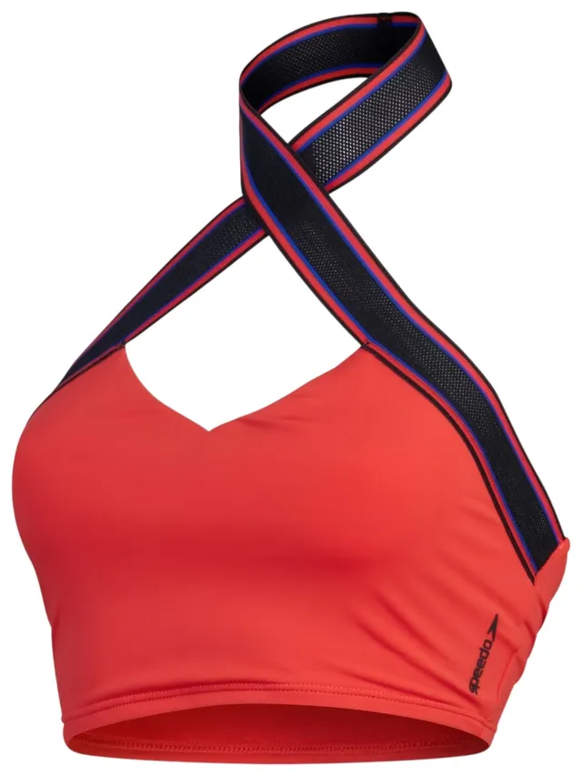 Speedo Bikinitop met halternek en logo voor dames (Lichtroze)