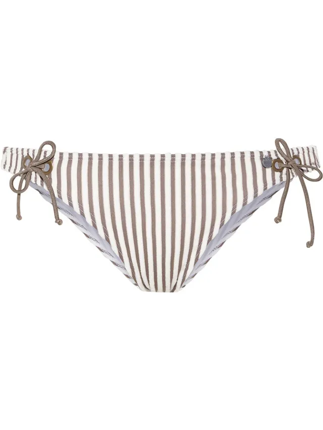 Beachlife bikinibroekje tie Taupe Striped taupe, wit