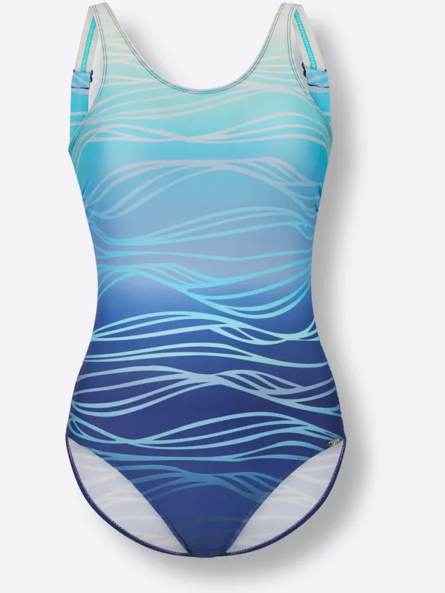 badpak aqua met blauwe golfprint, foto 2