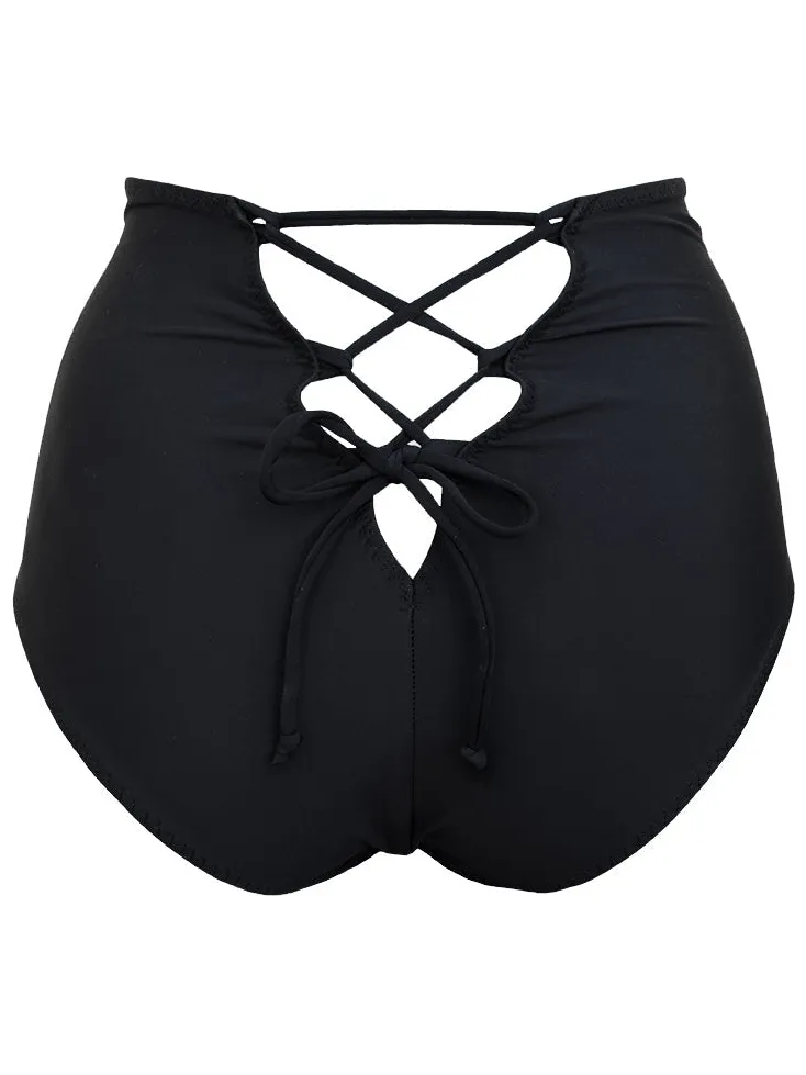 Anekdot dames vegan Bikinibroekje Nova Lace Up Zwart, foto 2
