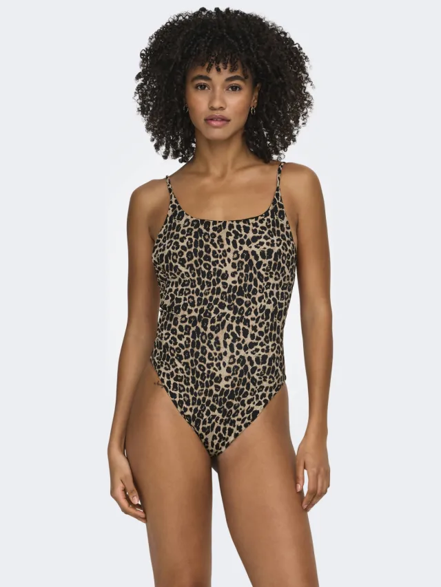 Only panterprint badpak beige zwart Beige/zwart