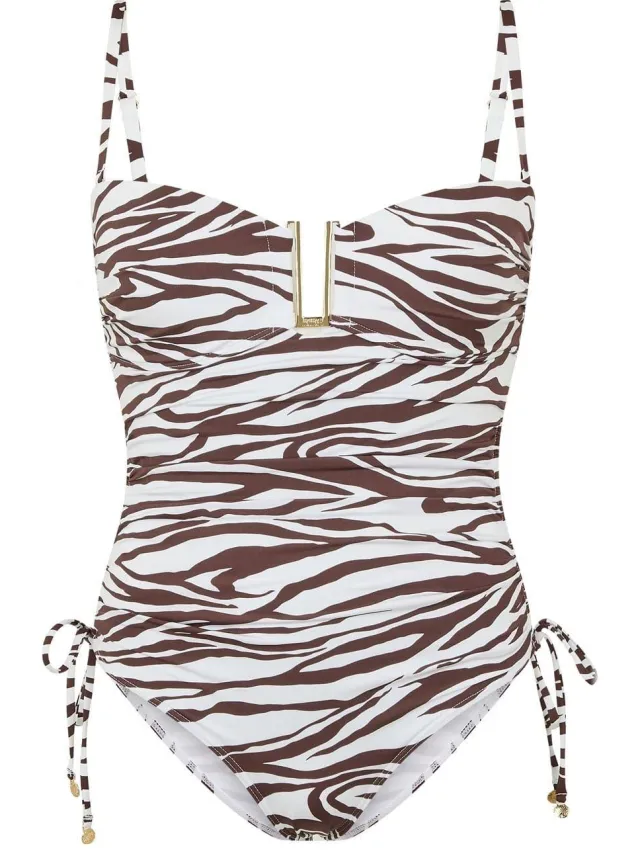 Biba Dames/Dames zebraprint ééndelig badpak (Wit, Zwart)