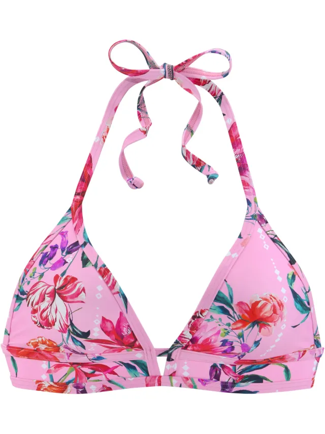 triangelbikinitop roze bloemenprint, foto 2