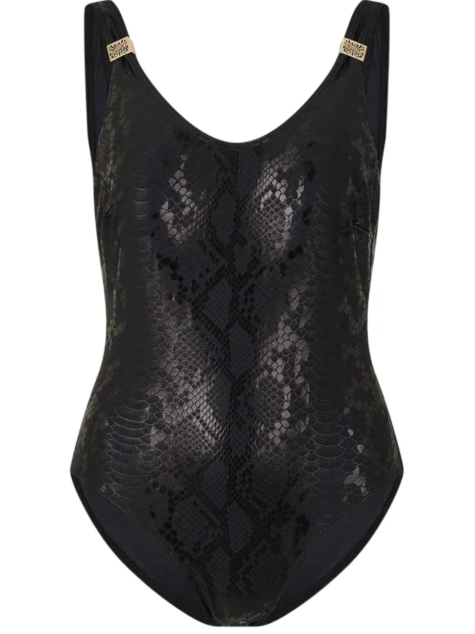 Biba Dames-eendelig zwempak met slangenprint en structuurpatroon van het merk Carmen (Zwart), foto 2