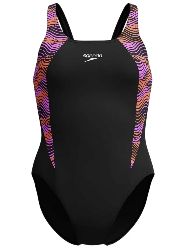 Speedo Dames/Dames Splice Eendelig Zwempak (Zwart/roze)