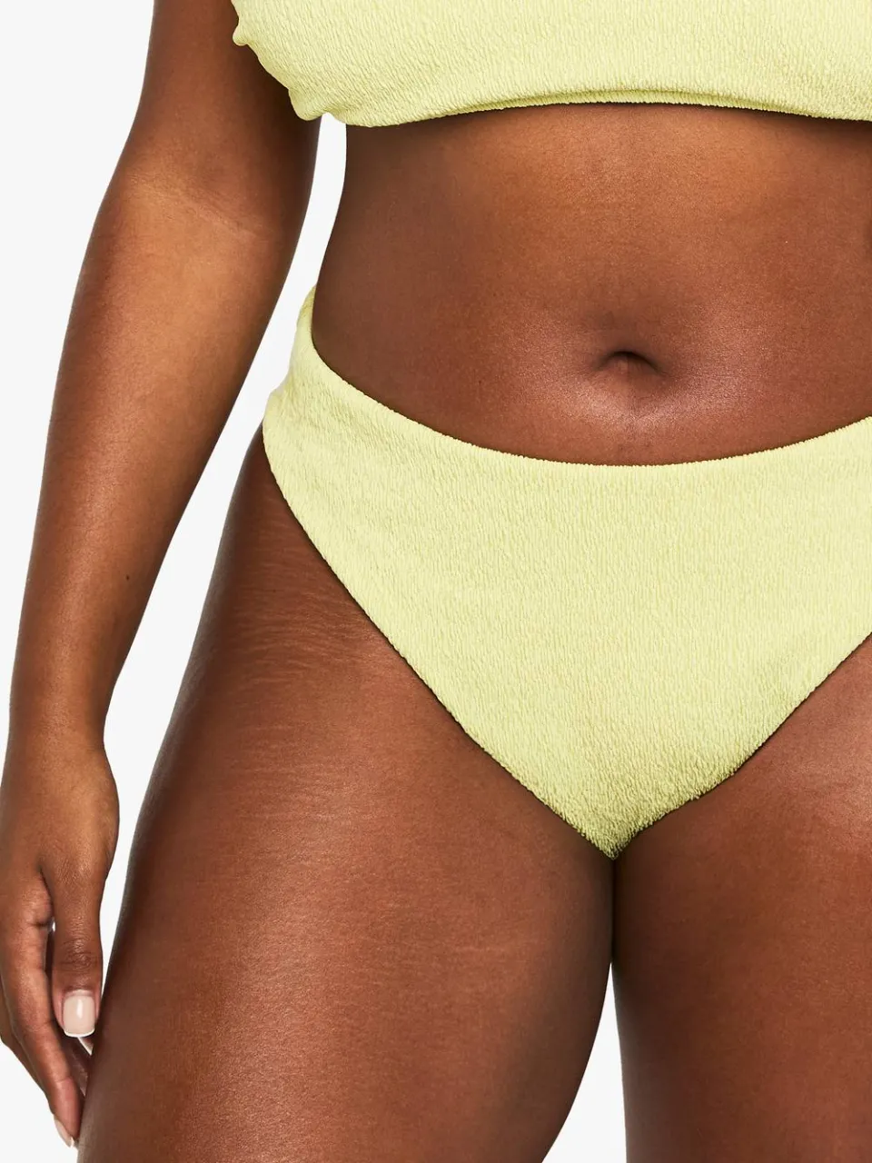 boohoo Dames Plus Zwemkleding Essentials Crinkle Hoge Taille Bikini Broekjes olijf, foto 4