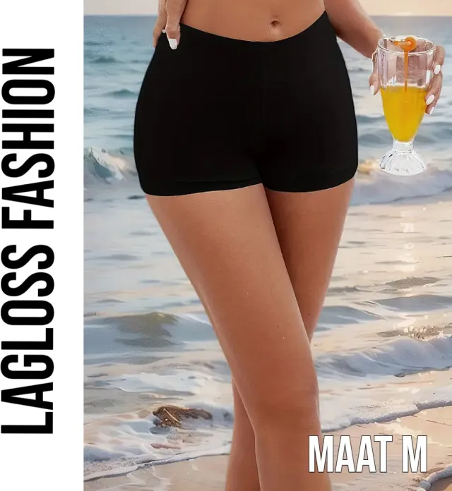 LaGloss Afslankende Dames Zwembroek Zwart – Hoog Taille Badmode Short –