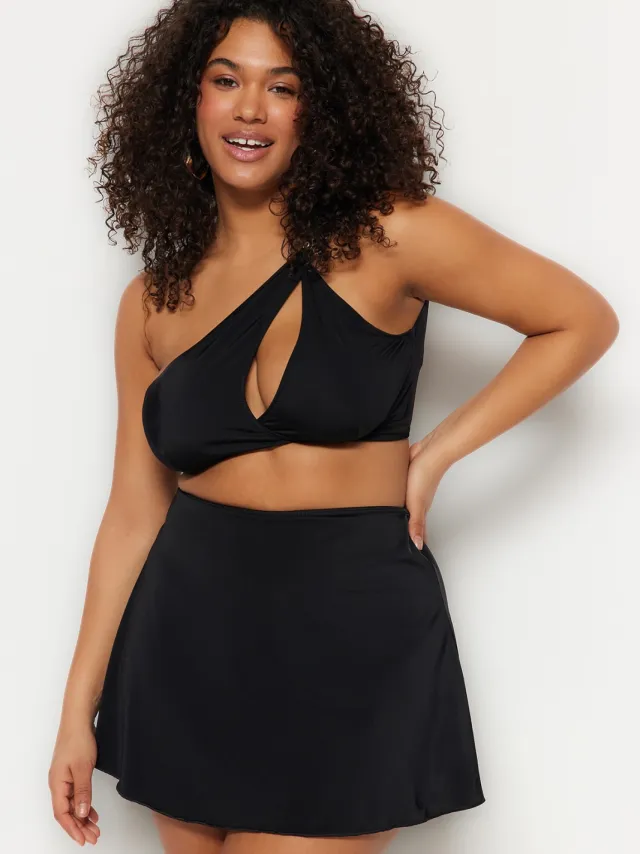 Trendyol Curve Trendyol Dames Hoge Taille Plus Size Bikini Onderstukken Zwart