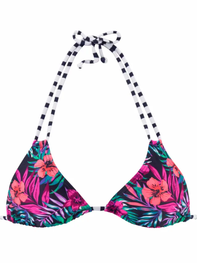 triangelbikinitop marine met bloemenprint, foto 2