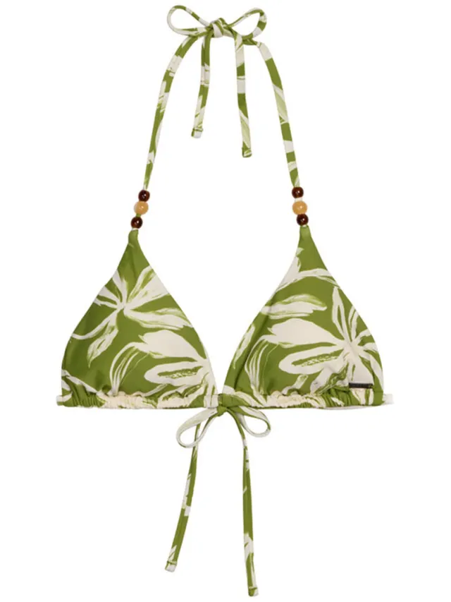 Marc O'Polo Bikinitop met halter model 'ABSTRACT FLORAL STRAPPY' Groen