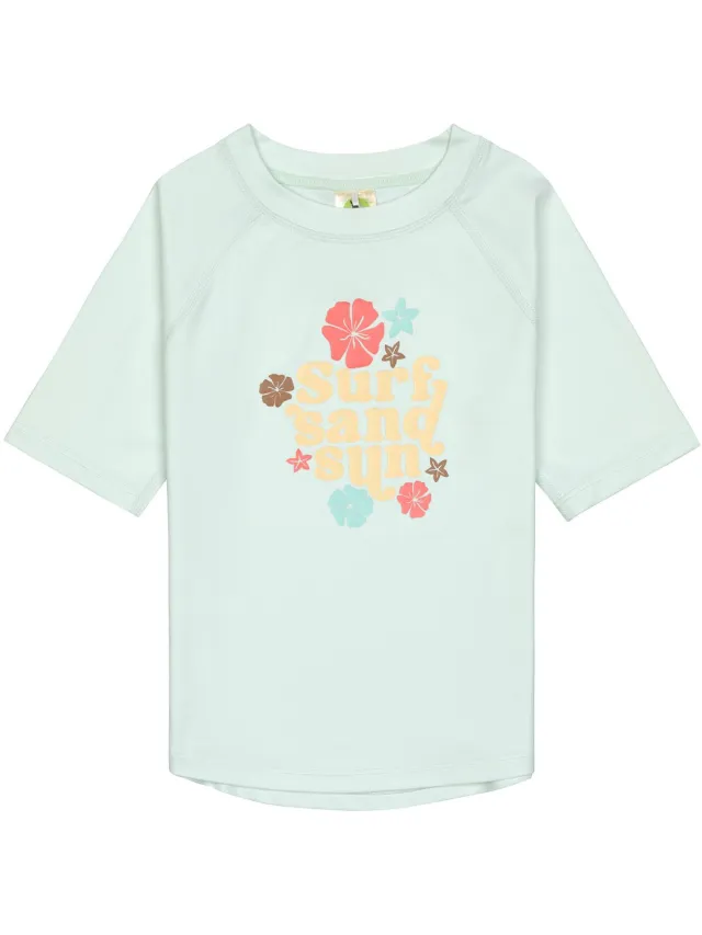 Lässig Zwemshirt met korte mouwen - Flowers Sea Foam Groen