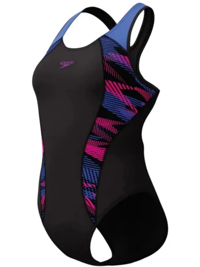 Speedo Eco+ Laneback badpak zwart