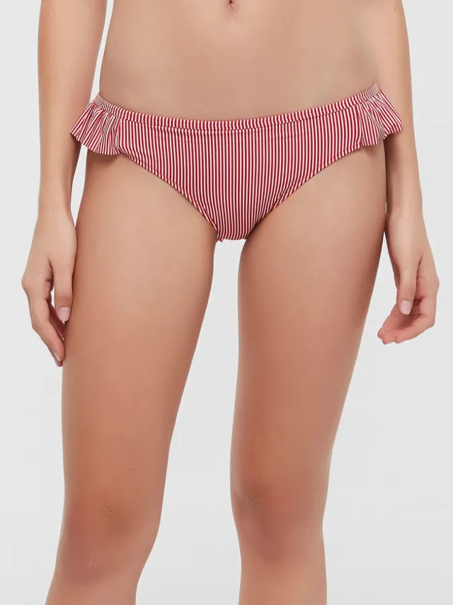 Penti Gestoepte Mid-Waist Frilly Hipster Bikinionderbroek Rood
