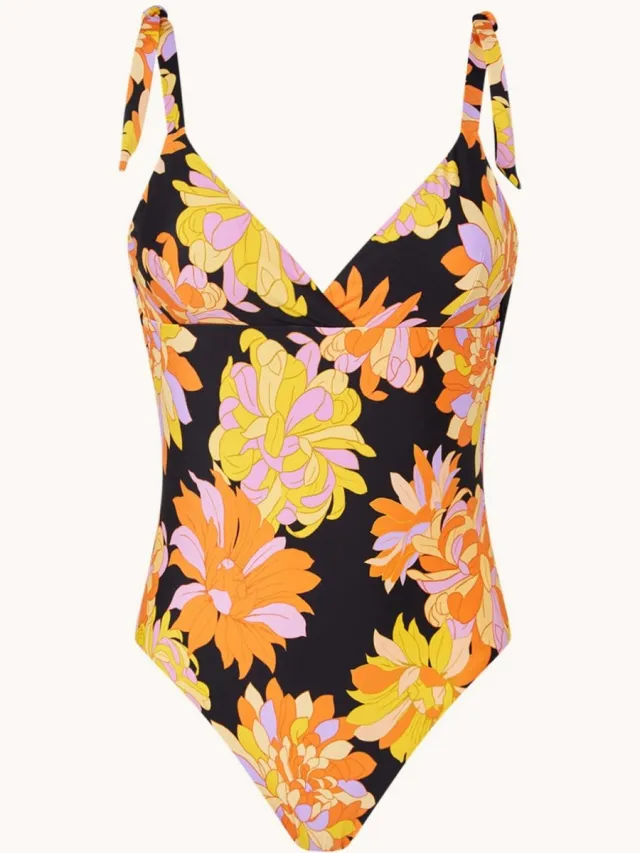 Seafolly bloemenprint badpak met uitneembare vulling zwart