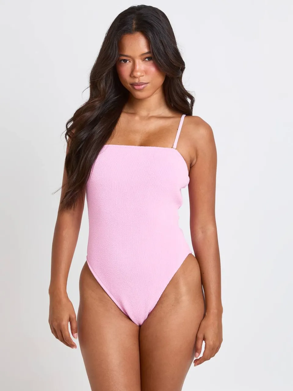 boohoo Dames Gestructureerd Bandeau Badpak roze, foto 3