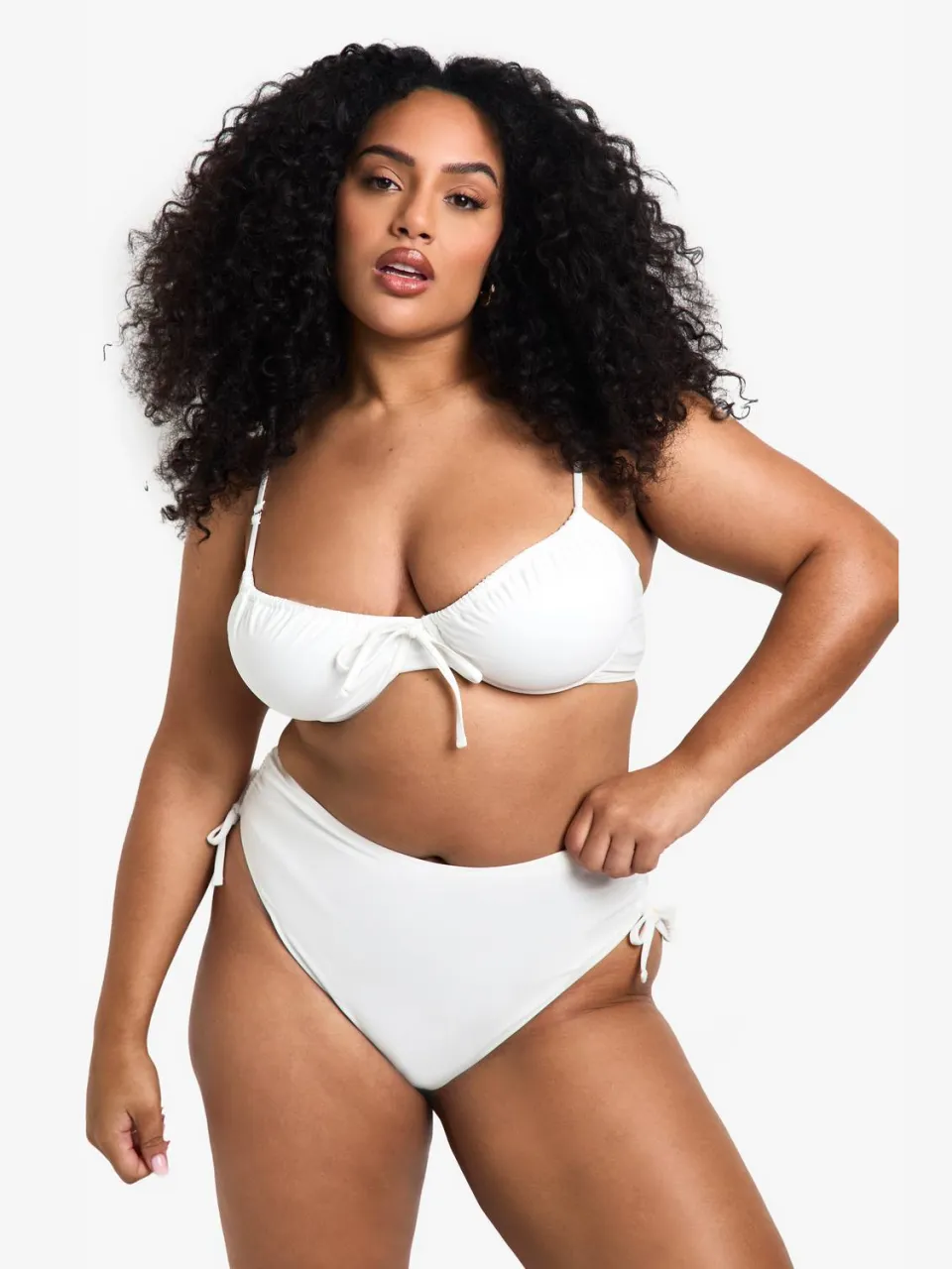 boohoo Dames Plus Swimwear Essentials Bikini Top met beugels wit, foto 3