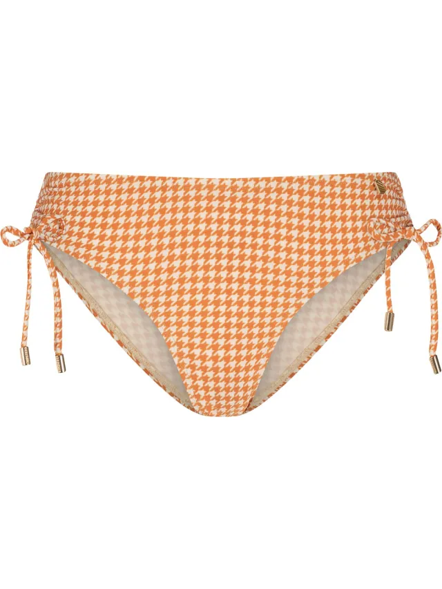 Beachlife Pied de Poule Dames Bikinibroekje - Maat 40 (L) oranje, wit