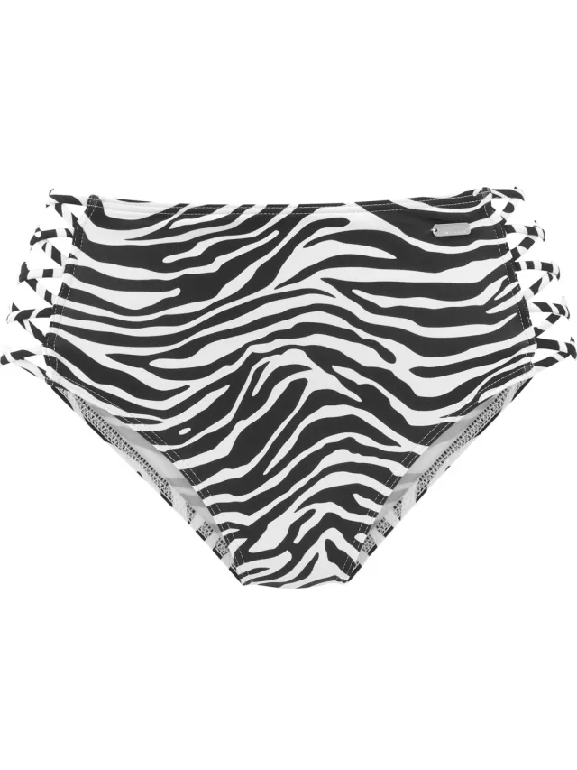 Highwaist bikinibroekje zwart/wit