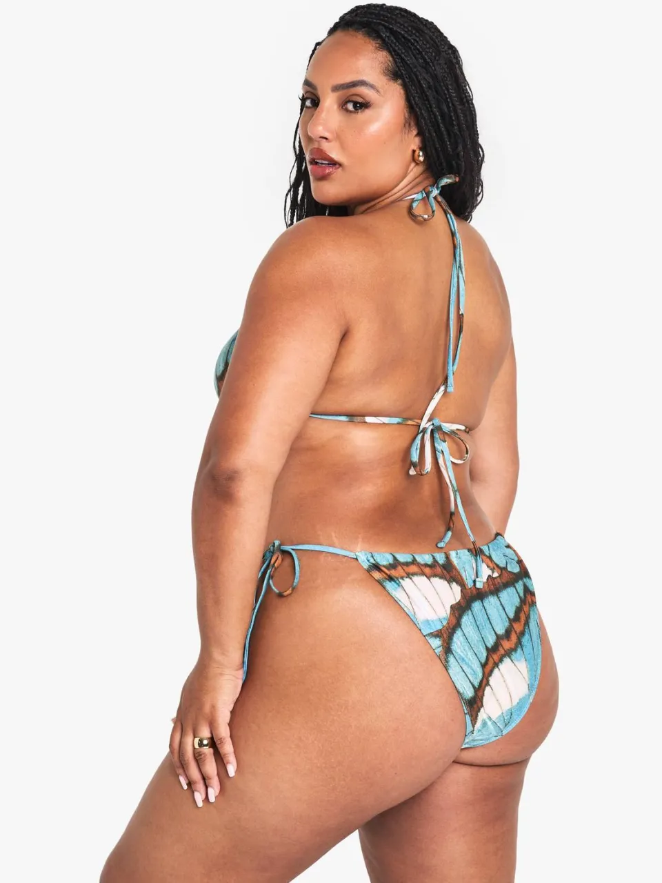 boohoo Dames PLUS VLINDER OVERSIZE PRINT DRIEHOEK BIKINI multicolor, foto 3