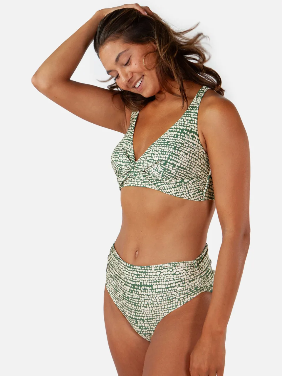 Barts high waist bikinibroekje Cascis groen/wit