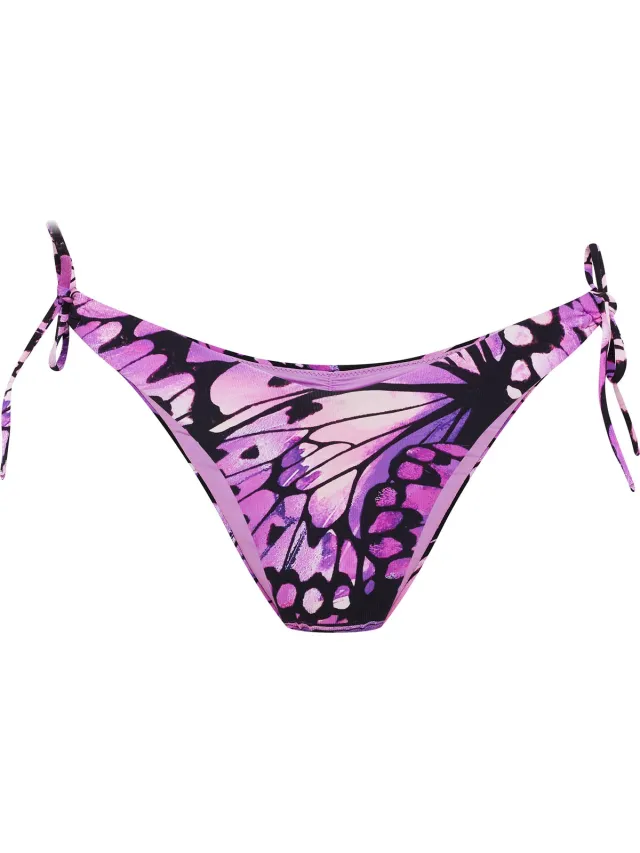 ESOTIQ Icarus - Bikinibroekje - Vlinderprint - Gouden ringen - Zijstrikjes Paars