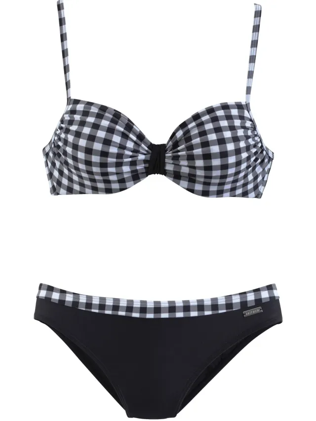 Beugelbikini zwart-wit geruit, foto 2