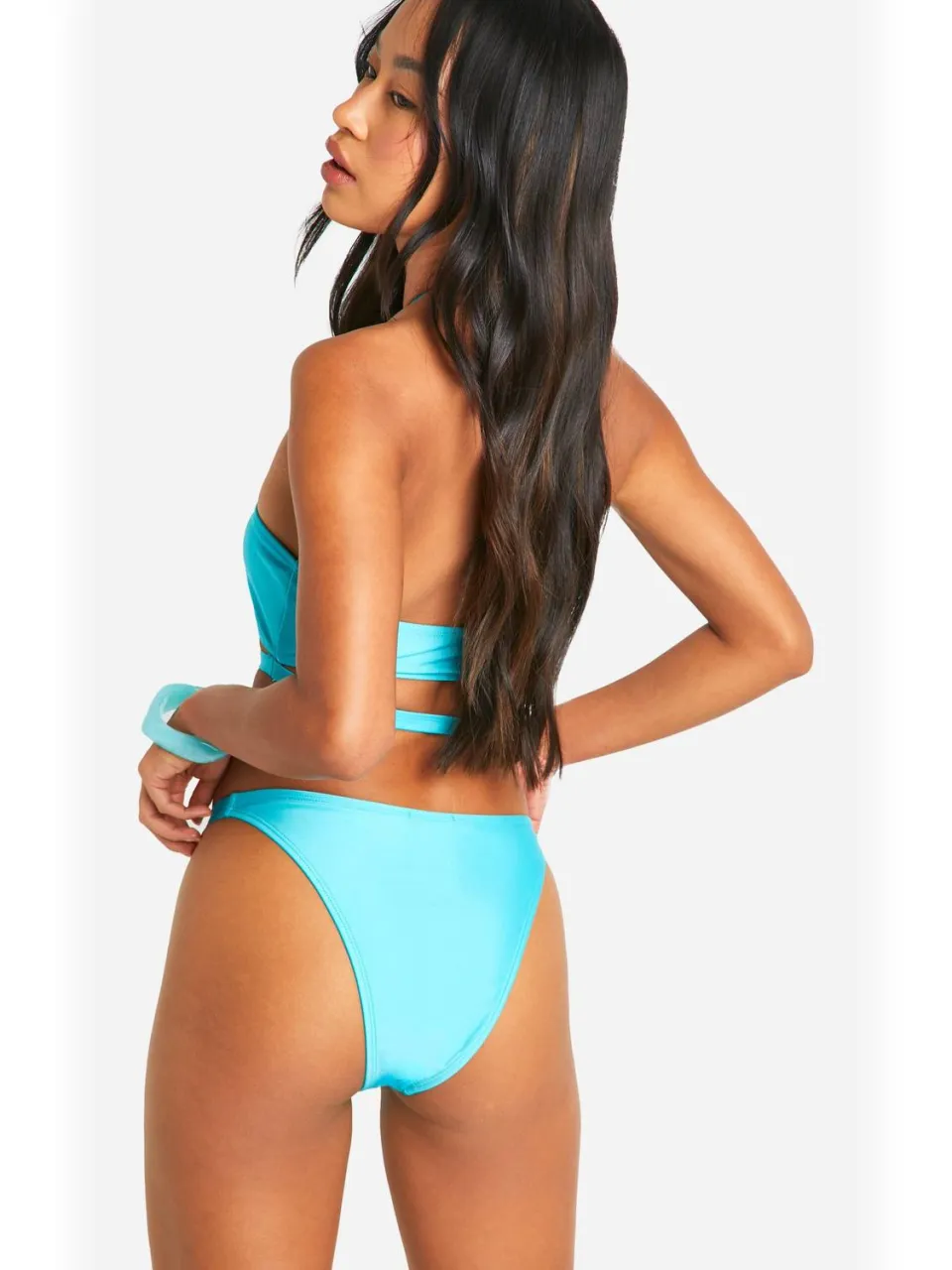 boohoo Dames Beaded Shell Trim Halterneck Bikini Top turquoise, foto 3