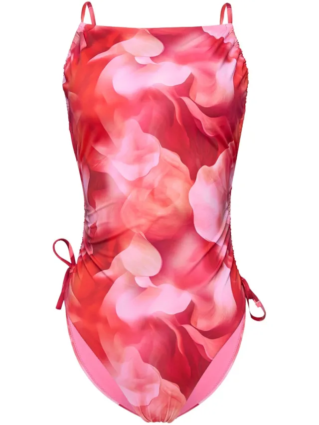 ESOTIQ Solenzara - Badpak - Abstracte print - Halternek - Roze Roze;Rood;Oranje