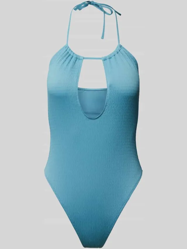 Calvin Klein Badpak met halter, model 'PLUNGE' Aquablauw